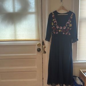 ASOS long sleeve midi dress navy blue